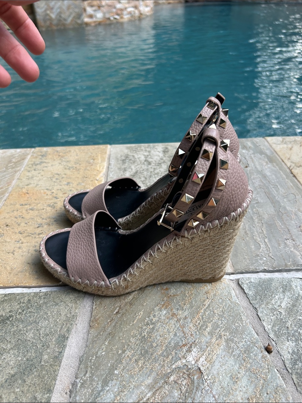 Valentino Rockstud Double Espadrille Wedge Sandals - Picture 11 of 11